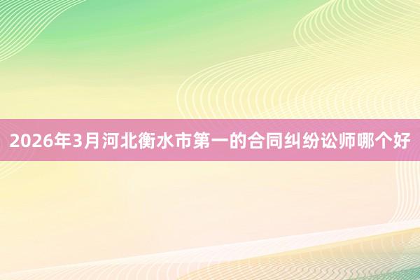 2026年3月河北衡水市第一的合同纠纷讼师哪个好