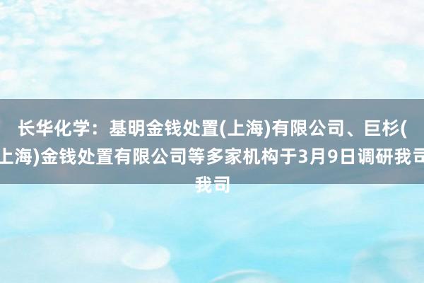 长华化学：基明金钱处置(上海)有限公司、巨杉(上海)金钱处置有限公司等多家机构于3月9日调研我司