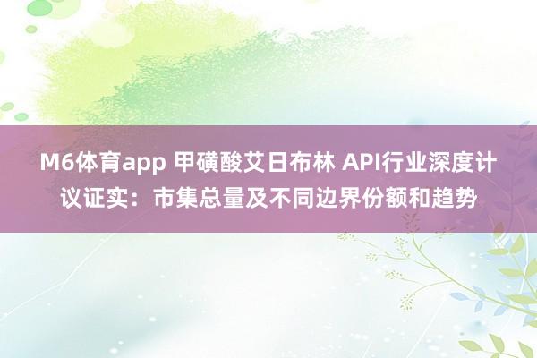 M6体育app 甲磺酸艾日布林 API行业深度计议证实：市集总量及不同边界份额和趋势