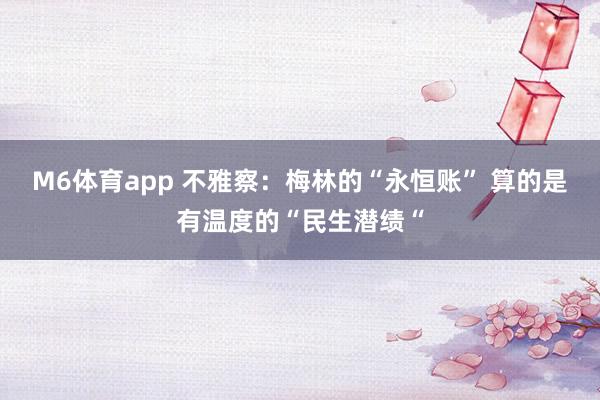 M6体育app 不雅察：梅林的“永恒账” 算的是有温度的“民生潜绩“