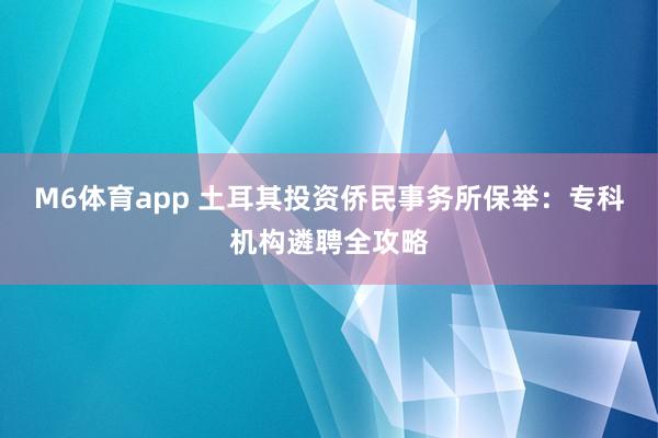 M6体育app 土耳其投资侨民事务所保举：专科机构遴聘全攻略