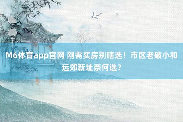 M6体育app官网 刚需买房别瞎选！市区老破小和远郊新址奈何选？