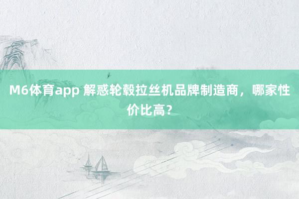 M6体育app 解惑轮毂拉丝机品牌制造商，哪家性价比高？
