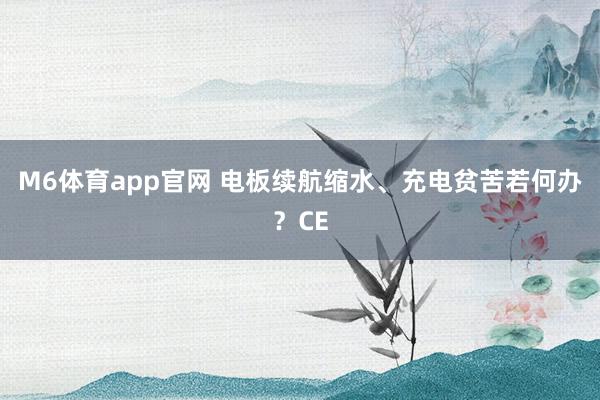 M6体育app官网 电板续航缩水、充电贫苦若何办？CE