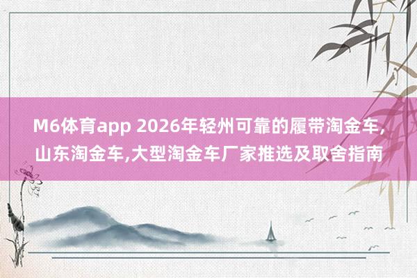 M6体育app 2026年轻州可靠的履带淘金车，山东淘金车，大型淘金车厂家推选及取舍指南