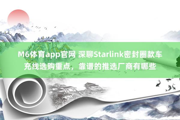 M6体育app官网 深聊Starlink密封圈款车充线选购重点,靠谱的推选厂商有哪些
