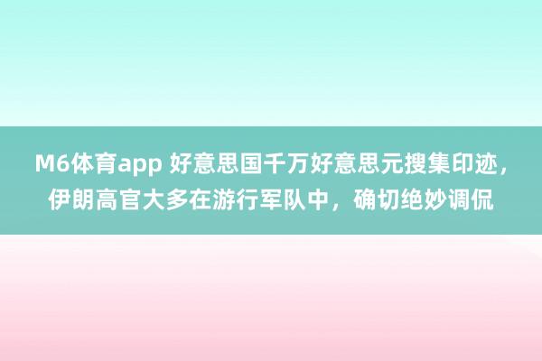 M6体育app 好意思国千万好意思元搜集印迹，伊朗高官大多在游行军队中，确切绝妙调侃