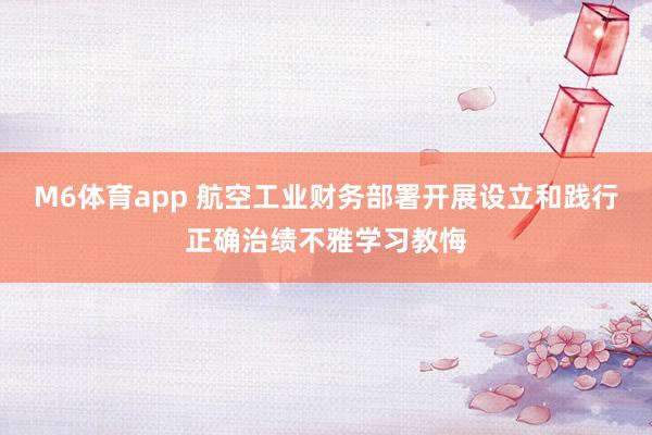 M6体育app 航空工业财务部署开展设立和践行正确治绩不雅学习教悔