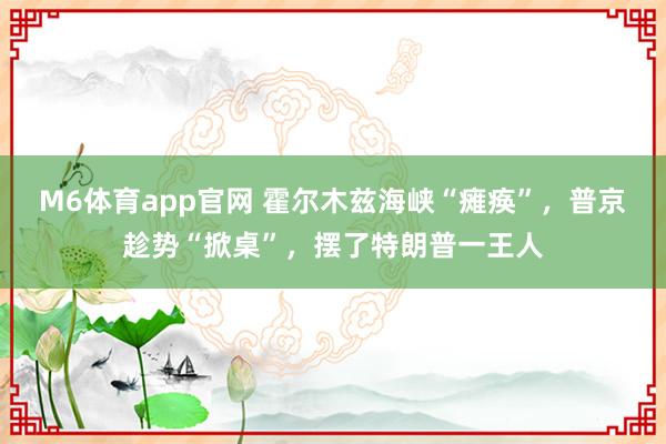 M6体育app官网 霍尔木兹海峡“瘫痪”，普京趁势“掀桌”，摆了特朗普一王人