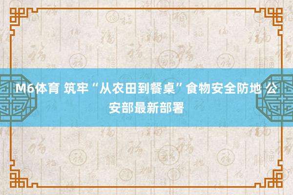 M6体育 筑牢“从农田到餐桌”食物安全防地 公安部最新部署