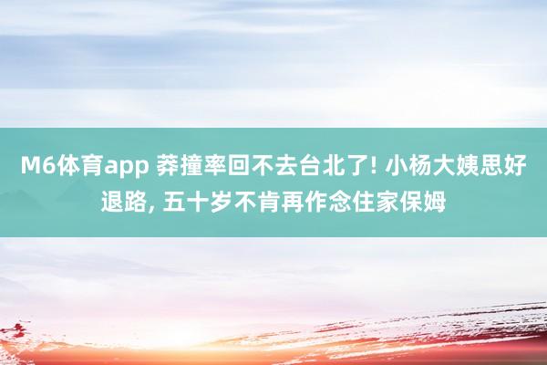 M6体育app 莽撞率回不去台北了! 小杨大姨思好退路， 五十岁不肯再作念住家保姆