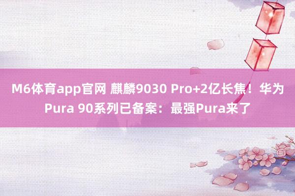 M6体育app官网 麒麟9030 Pro+2亿长焦！华为Pura 90系列已备案：最强Pura来了