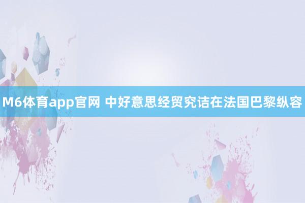 M6体育app官网 中好意思经贸究诘在法国巴黎纵容