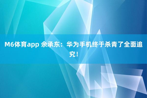 M6体育app 余承东：华为手机终于杀青了全面追究！