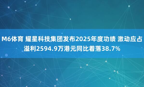 M6体育 耀星科技集团发布2025年度功绩 激动应占溢利2594.9万港元同比着落38.7%