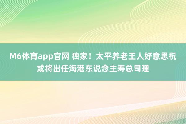 M6体育app官网 独家！太平养老王人好意思祝或将出任海港东说念主寿总司理
