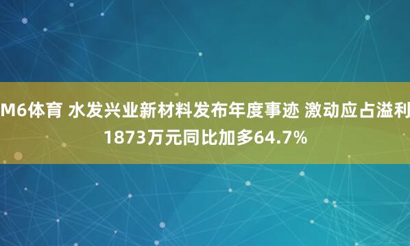 M6体育 水发兴业新材料发布年度事迹 激动应占溢利1873万元同比加多64.7%