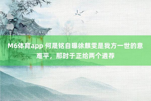 M6体育app 何晟铭自曝徐麒雯是我方一世的意难平，那时于正给两个遴荐
