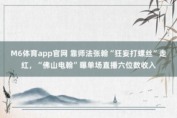 M6体育app官网 靠师法张翰“狂妄打螺丝”走红,“佛山电翰”曝单场直播六位数收入