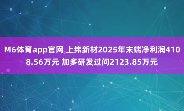 M6体育app官网 上纬新材2025年末端净利润4108.56万元 加多研发过问2123.85万元