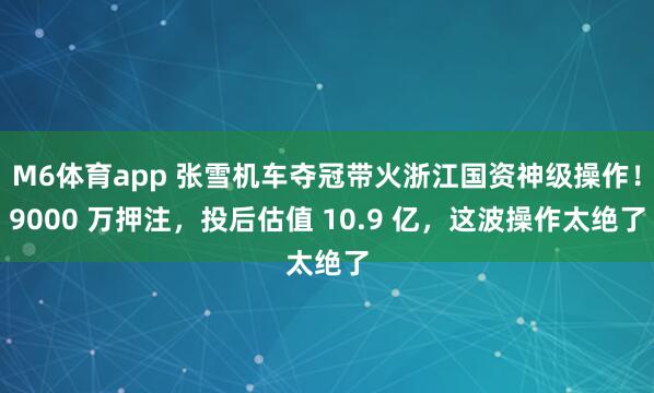 M6体育app 张雪机车夺冠带火浙江国资神级操作！9000 万押注，投后估值 10.9 亿，这波操作太绝了