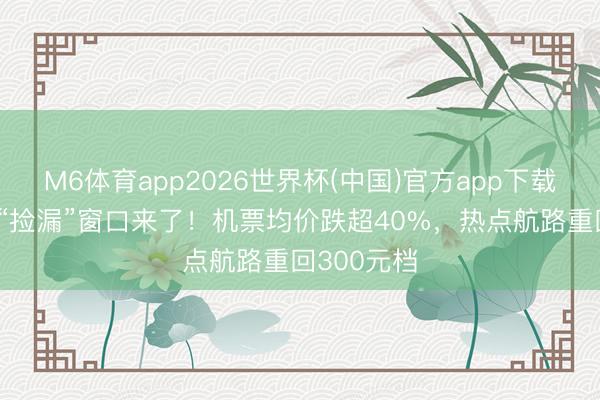 M6体育app2026世界杯(中国)官方app下载 全年最好“捡漏”窗口来了！机票均价跌超40%，热点航路重回300元档