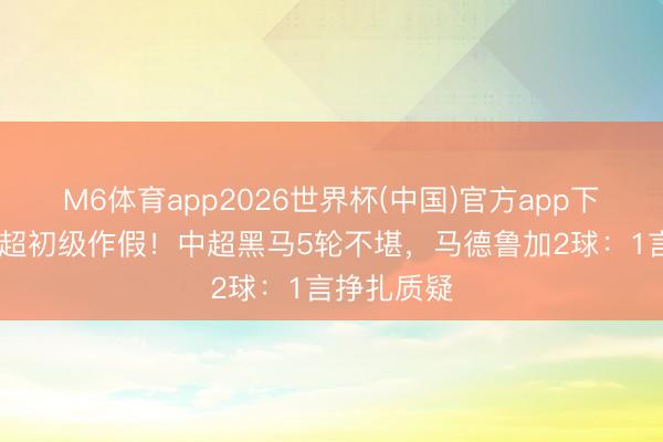 M6体育app2026世界杯(中国)官方app下载 王大雷超初级作假！中超黑马5轮不堪，马德鲁加2球：1言挣扎质疑