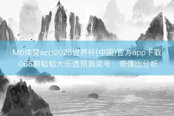 M6体育app2026世界杯(中国)官方app下载 065期韬韬大乐透预测奖号：奇偶比分析