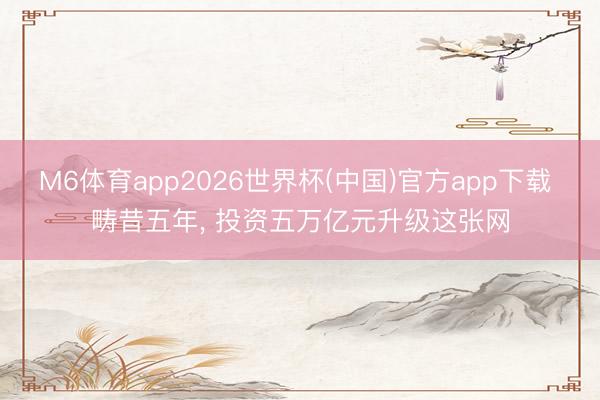 M6体育app2026世界杯(中国)官方app下载 畴昔五年， 投资五万亿元升级这张网