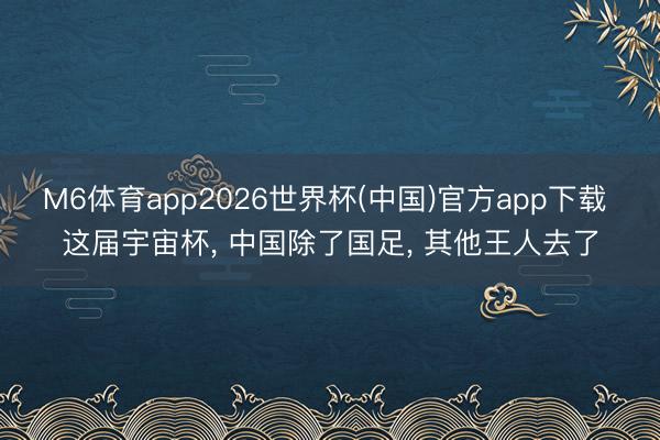 M6体育app2026世界杯(中国)官方app下载 这届宇宙杯, 中国除了国足, 其他王人去了